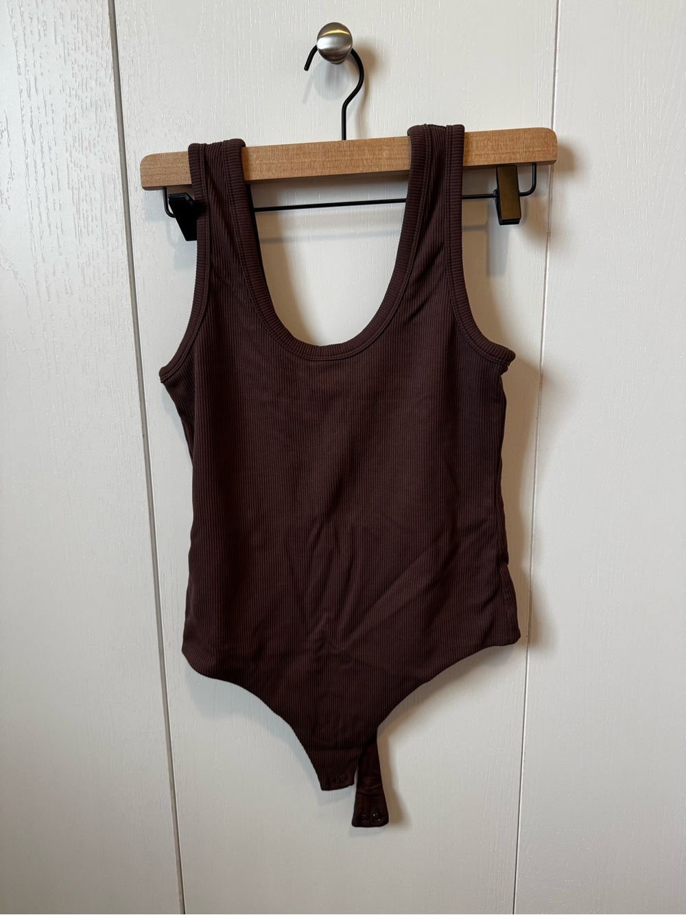 nuuds Ribbed Tank Bodysuit in Dark Brown